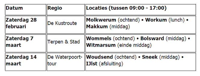 Campagne caravan route tijdschema